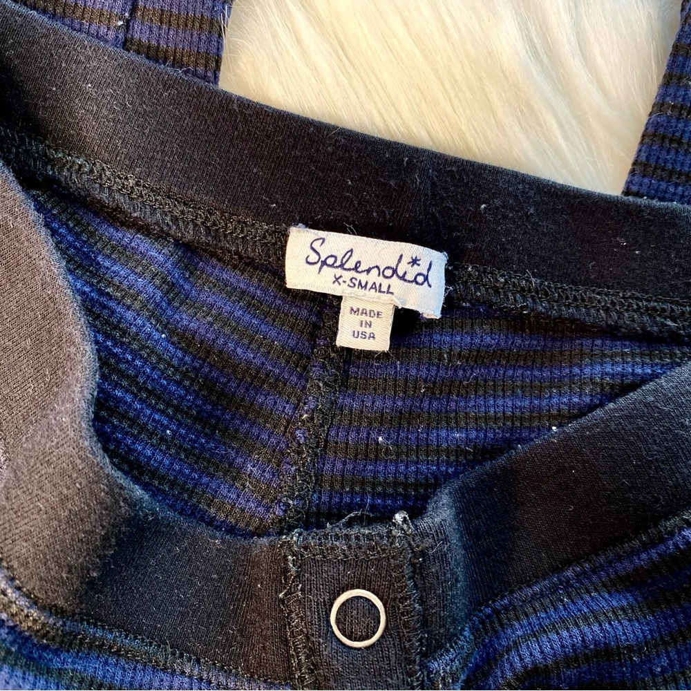 Splendid Navy and Black Striped Thermal Pajama Leggings - Picture 4 of 4